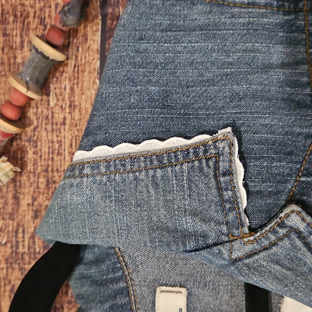 HANDMADE" ☆OKD  "L.e.i." "WINDOW FLOWERS" UpPURPOSED JEAN JACKET! 💙 LG - Picture 3 of 11